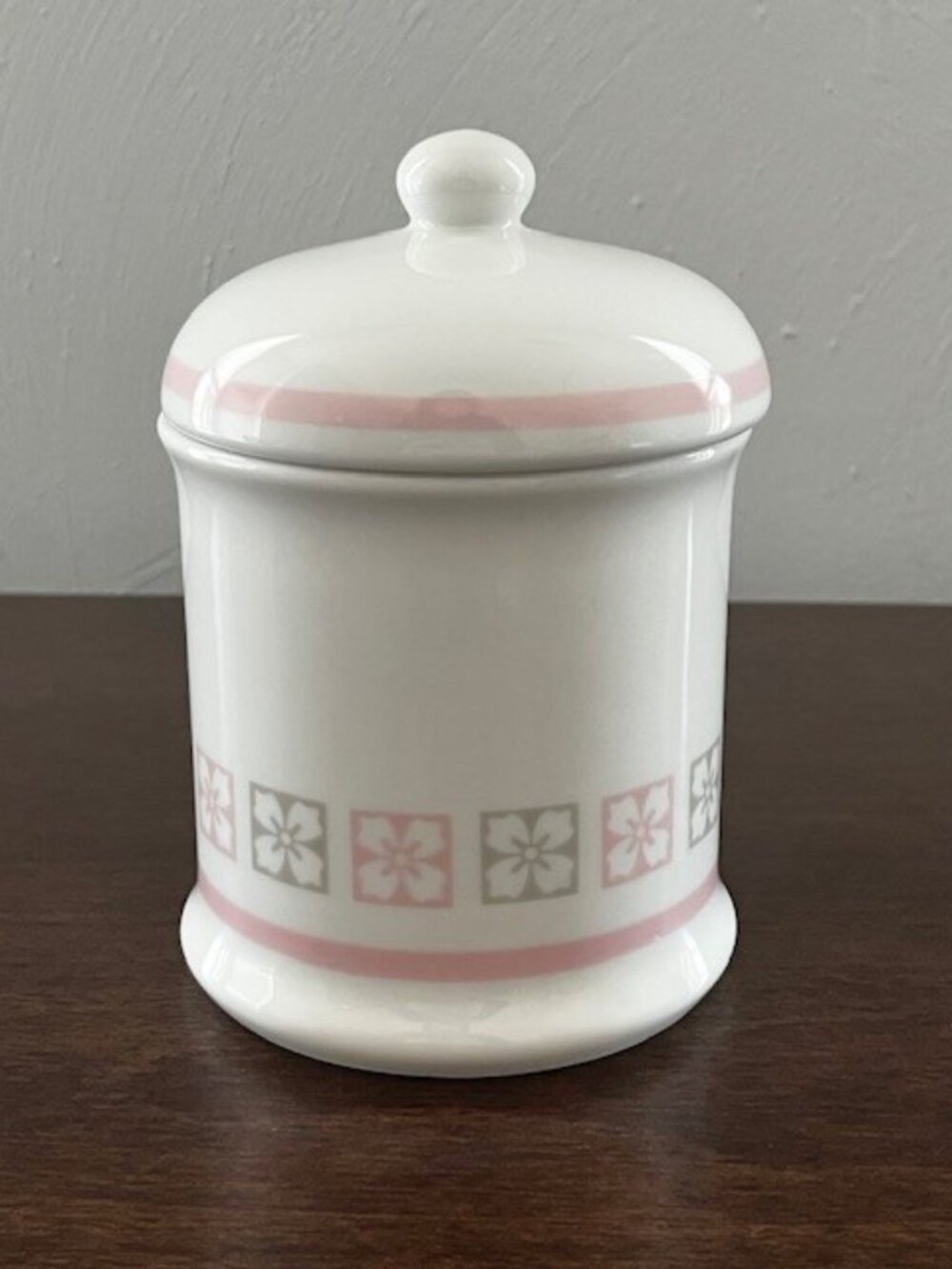 Ceramic Storage Container Pink Gray White